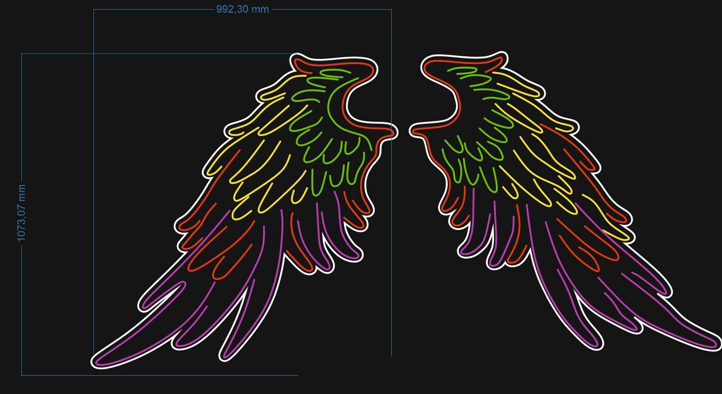 Angel wings - neon sign, Sign, Wall Decor, Wall Sign, Neon Lights,gesture