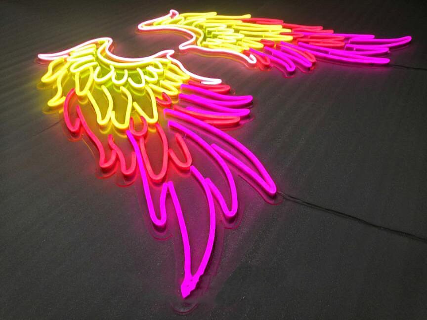 Angel wings - neon sign, Sign, Wall Decor, Wall Sign, Neon Lights,gesture