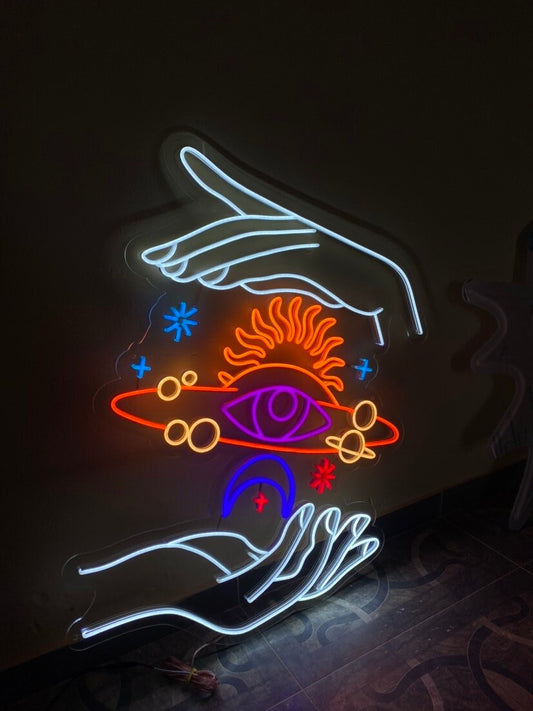 ASTROLOGY Spiritual NEON SIGN| Planet hand neon sign|Galaxy neon sign||Hand neon sign|Magic planet hand